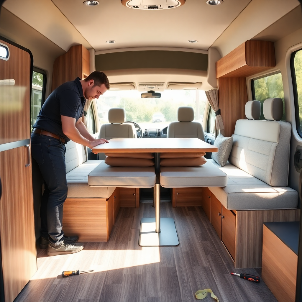 montage lit dinette camping-car fiat ducato