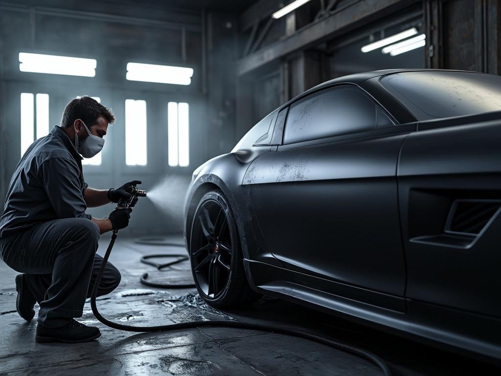 peindre une voiture en noir mat